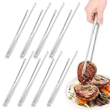 8 Stück Küchenpinzette Edelstahl,28 cm Küchenzangen,Rutschfest Kochpinzette,BBQ Pinzetten ideal zum Kochen,Grillen,Servieren und Servieren von Salaten,Fisch,Steaks,Fleisch,Grillbuffet für Party