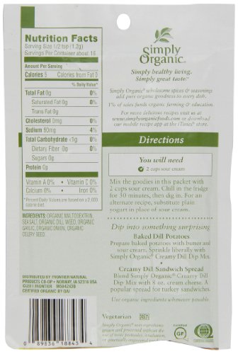 Simply Organic Dip Mix, Creamy Dill, .7 oz - Thumbnail 3