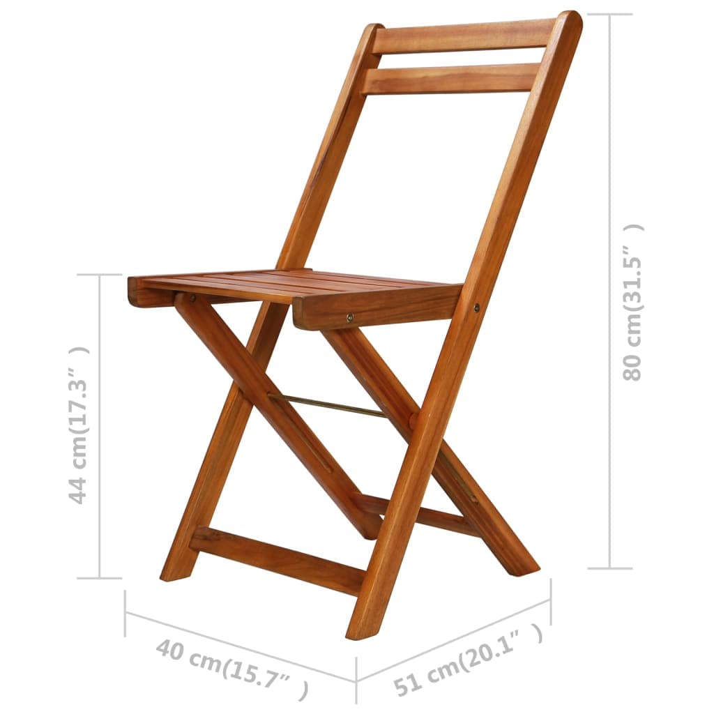 Outdoor-Bistrostühle, 2er-Set Gartenstühle aus massivem Akazienholz, klappbar, witterungsbeständige Gartenmöbel für Garten, Balkon & Terrasse, Bequeme Sitzgelegenheit