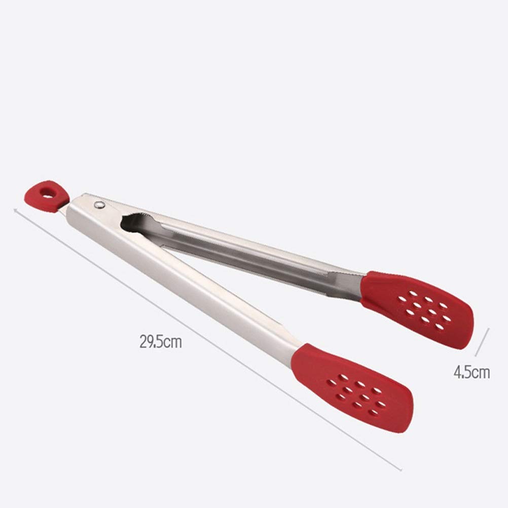 Kitchen Silicone Tong Stainless Steel Heat Resistant Smart Locking Clip for Cooking, Serving, Barbecue, Salad, Ice, Oven
