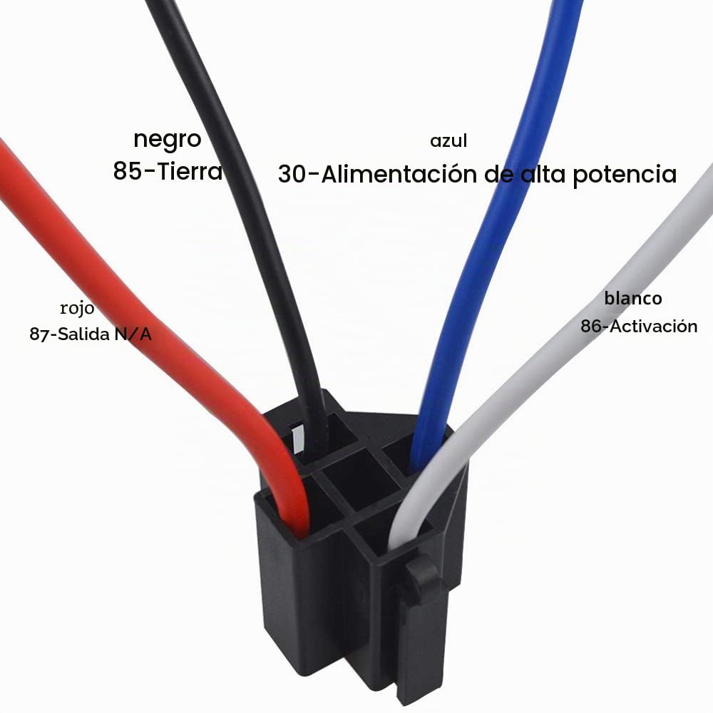 5 Piezas 4 Pines Coche Relé, 12V 40A SPST Relé Automotriz con Toma de Arnés y 14/16 AWG Precableado, para Auto Camión Barco (Negro)