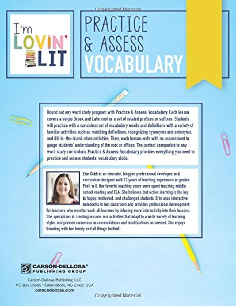 語学・辞書・学習参考書 Distinction I II III IV V S Vocablaris Amazon.com: I'm Lovin' Lit – Practice & Assess: Vocabulary