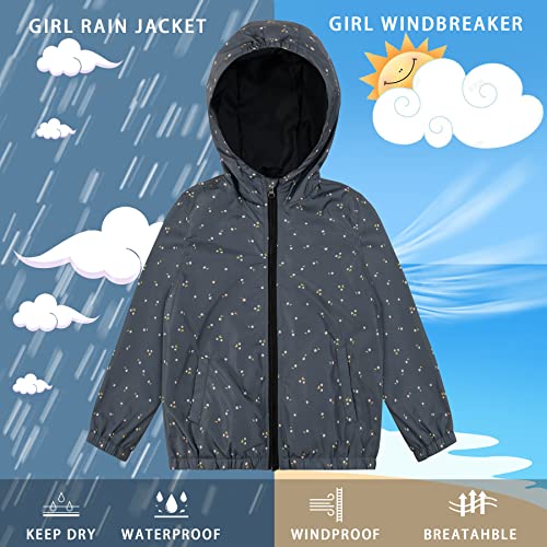 Image of SUNDAY ROSE Boys Girls Rain Jackets Lightweight Waterproof Hooded Printed Raincoats Windbreakers for Kids
