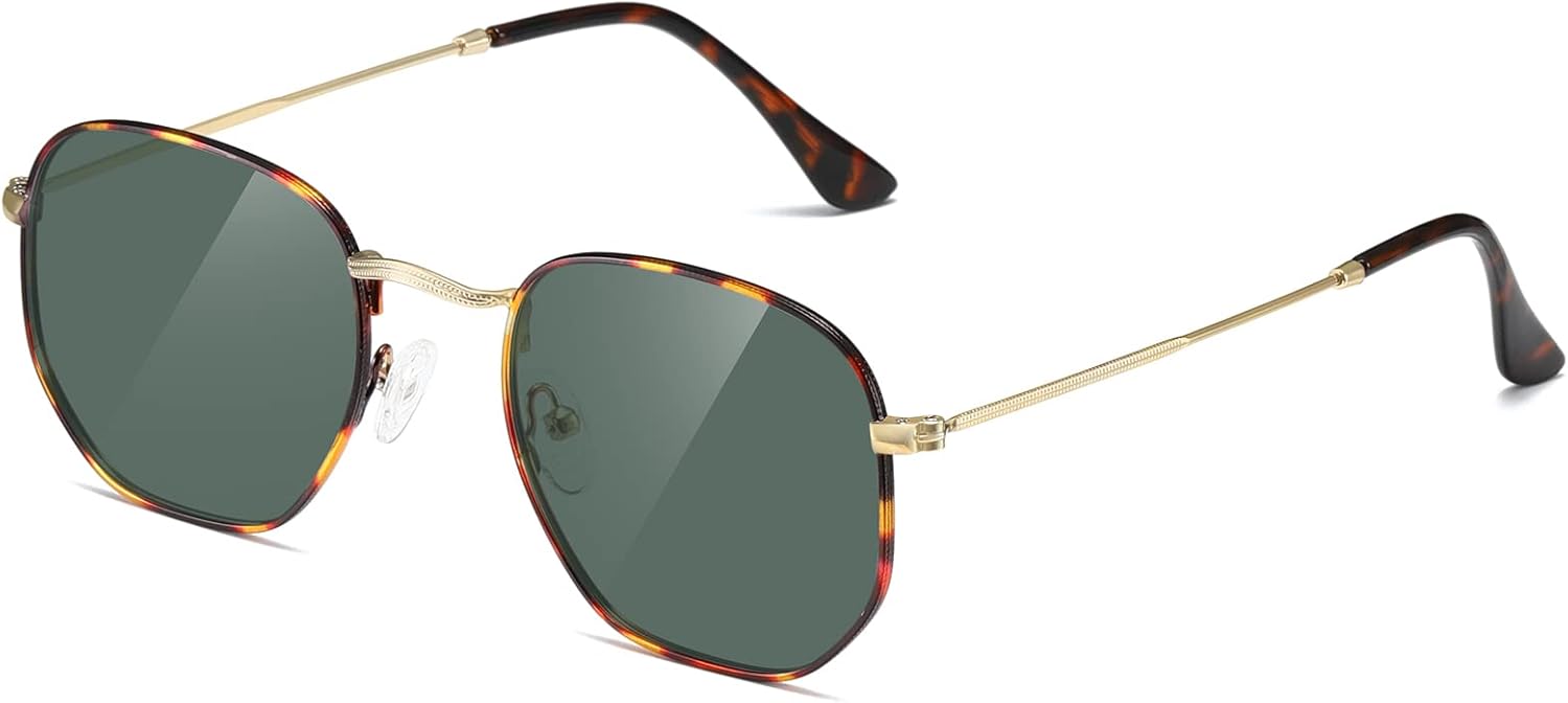 Polarized Sunglasses for Womens Men Trendy Square Hexagonal Flat Mirrored Sun Glasses UV Protection - Image 2