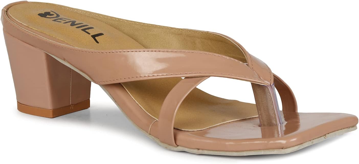 DENILL WOMEN STRAP SQUARE BLOCK HEELS