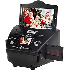 Digital Film & Photo Scanner, High Resolution 16MP Film Scanner with 2.4″ LCD Screen, 4 in 1 Scanner Converts 35mm/135 Slides & Negatives Film, Photo, Name Card for Saving to Digital Files, Black