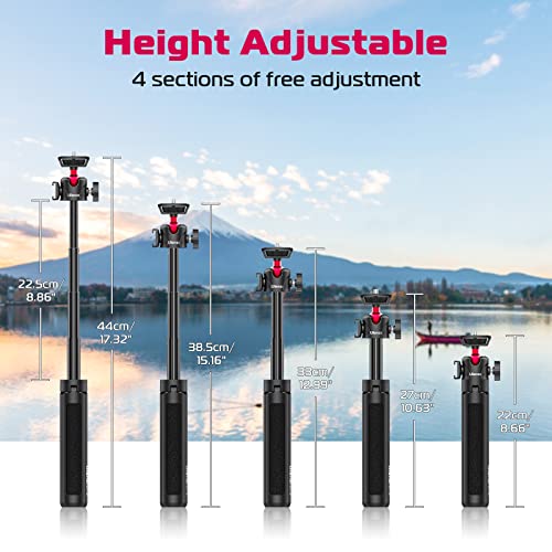 Ulanzi Magnetic Cell Phone Tripod Compatible With Magsafe, 17.3" Extendable Mini Tabletop Tripod Selfie Stick With Cold Shoe, 360° Ball Head Tripod Stand Handle Grip For Iphone 14 13 12 Series #TOP6