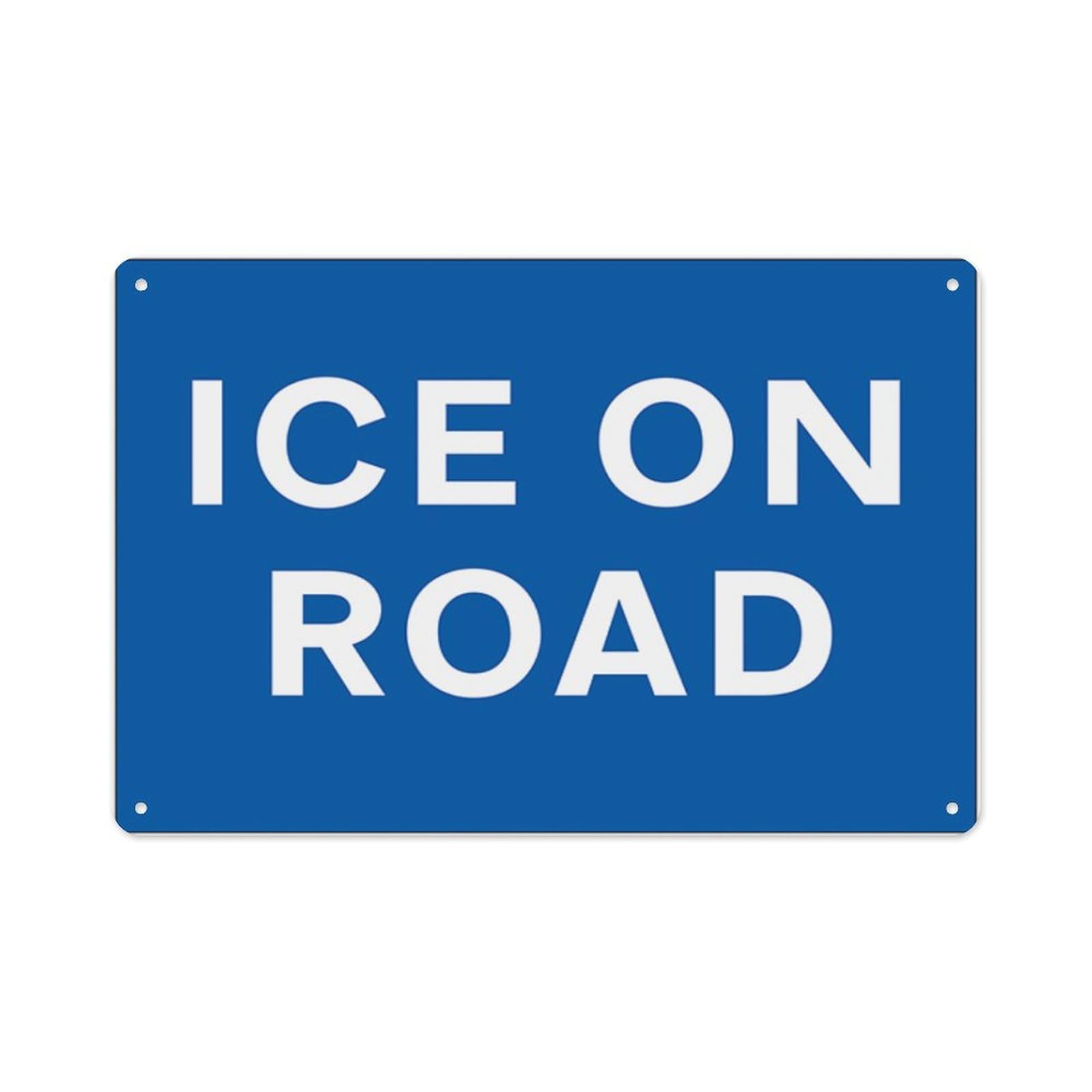 peiyeety Ice On Road Aluminum Tin Warning Signs For Home Outdoor Garden 8X12 Inches
