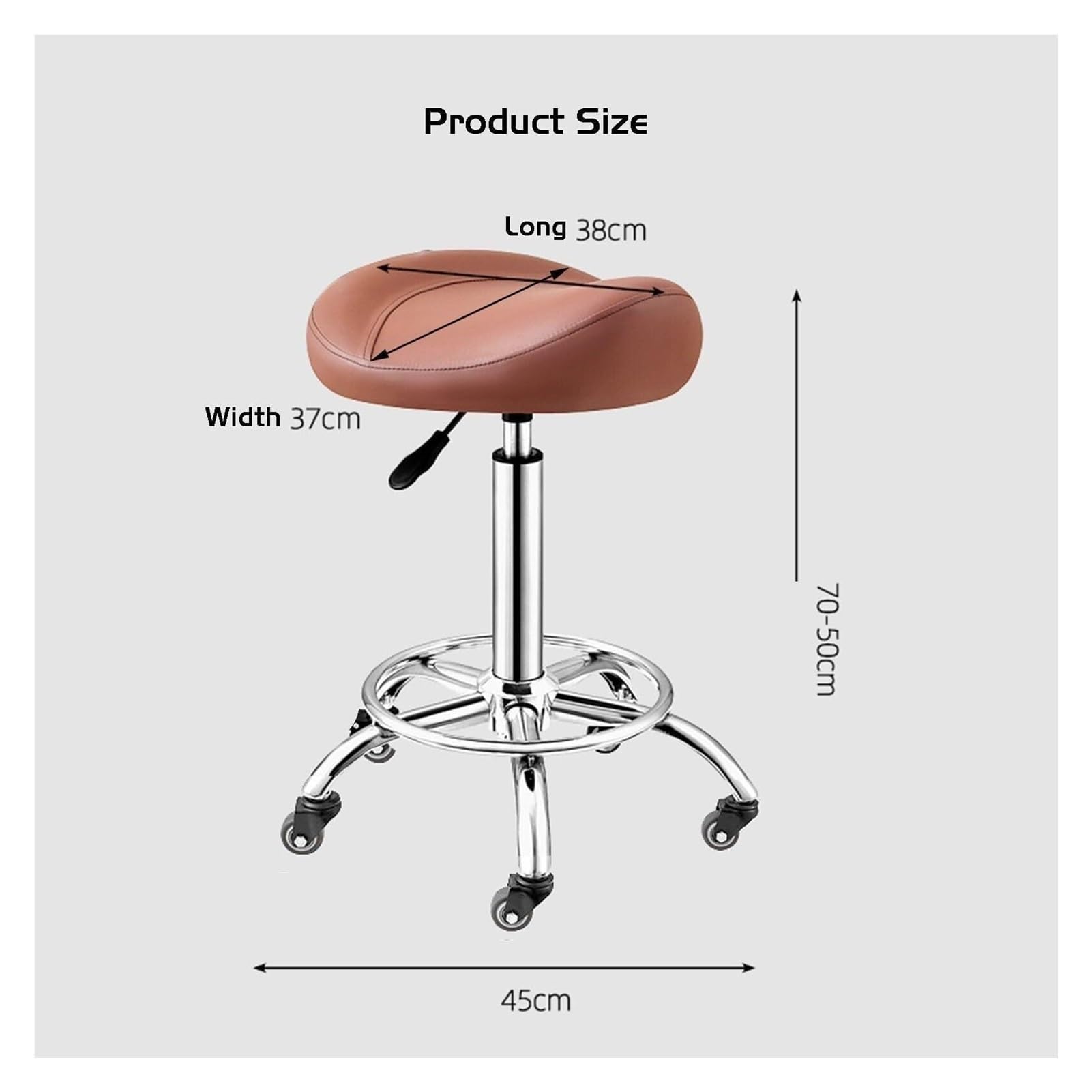 Stołek typu siodło z kółkami, hydrauliczne, nadaje się do biur i studiów makijażu.(Brown)
