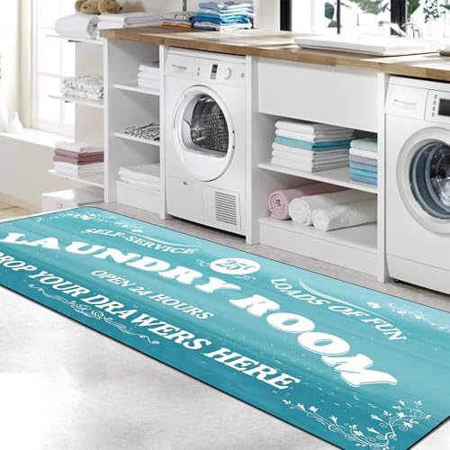 Zoke Laundry Room Rug Runner Stylish Non-Slip Laundry Room Mat 24"x72", Versatile, Waterproof Runner for Laundry, Kitchen, and Bathroom, Mudroom Decor and Farmhouse Charm