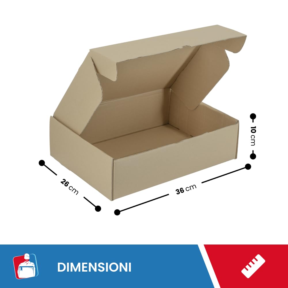 Scatole Trasloco Fustellate Piatte 36x26x10 20 Pz Doppio Strato Cartone Resistenti
