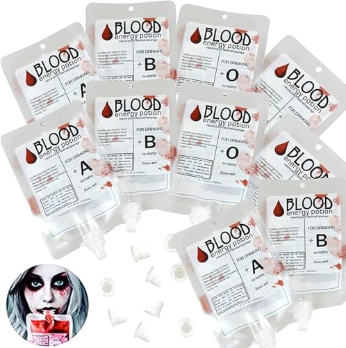 2024 new Blood Bag for Drinks Reusable Energy Drink Blood Bags Containers Drink Pouches Gag IV Blood Bags 150ml Halloween Drink Container Zombie Vampire Halloween Party Props Decoration - 20pcs
