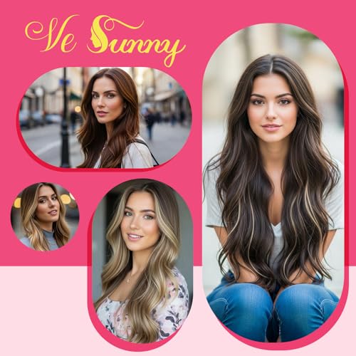 Image of Ve Sunny Hair Tape in Extensions Light Brown Balayage Platinum Blonde | Hair Tape Extensions,16Inch 25g 10Pcs,Straight Smooth,for Daily Use