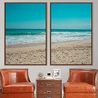 2 Piece Framed Canvas Wall Art Coastal Beach Canvas Prints Home Artwork Decoration for Living Room,Bedroom - 16