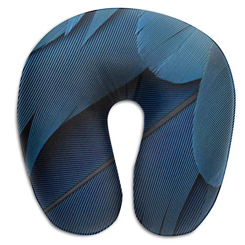 XCNGG Funda de Almohada para el Cuello en Forma de U de Pluma Azul púrpura, Espuma viscoelástica, Novedad, Almohada de Descanso para Viajes, Dolor, Transpirable, Suave, cómoda, Ajustable