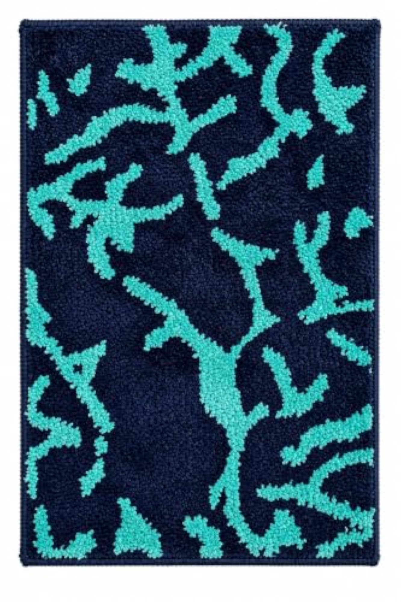 Floral & Solid Pattern Bath Mat, Soft Shaggy Design