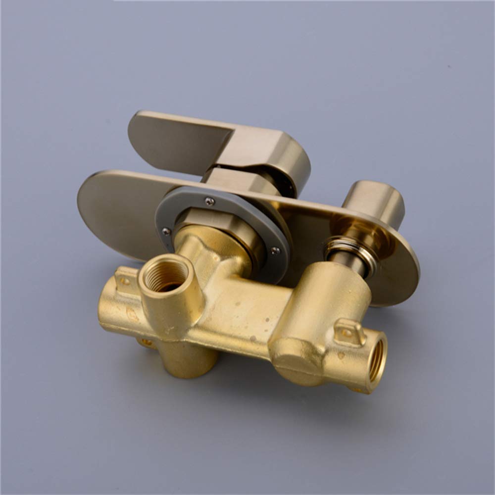 doccia Miscelatore per doccia con miscelatore a soffitto in oro spazzolato Set doccia multifunzione in ottone con maniglia singola Set combinato con soffione a pioggia rotondo, doccia a mano,