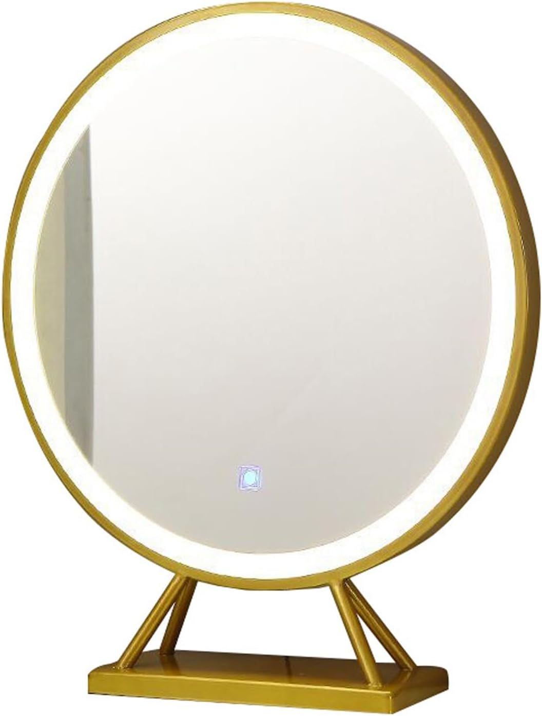 Mirror Round Mirrors Shower Mirror with Dimmable 3 Modes with Touch Switch for Bedroom Bathroom(Gold,40 cm)