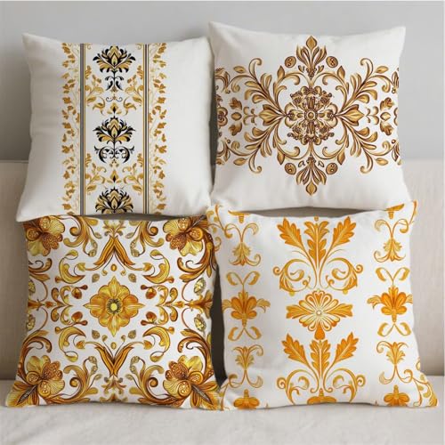 Housse coussin 80x80cm imperméable orange taie oreiller canapé - 3