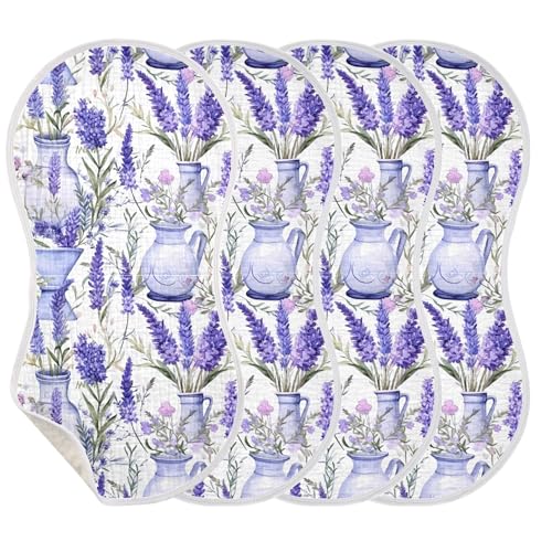xigua Lavender Flowers Baby Burp Cloths for Newborn Boys and Girls 1 Pack, Soft & Absorbent Cotton Baby Burp Cloth, Baby Washcloths, Newborn Towel, Burp Rags3