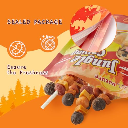 Image of Jungle Calling Dog Treats, Multi-Flavor Kabob Dog Snacks, Edible Dog Kabobs, Made with Chicken, Duck, Beef, Sweet Potato and Pumpkin, Rawhide Sticks for Dogs