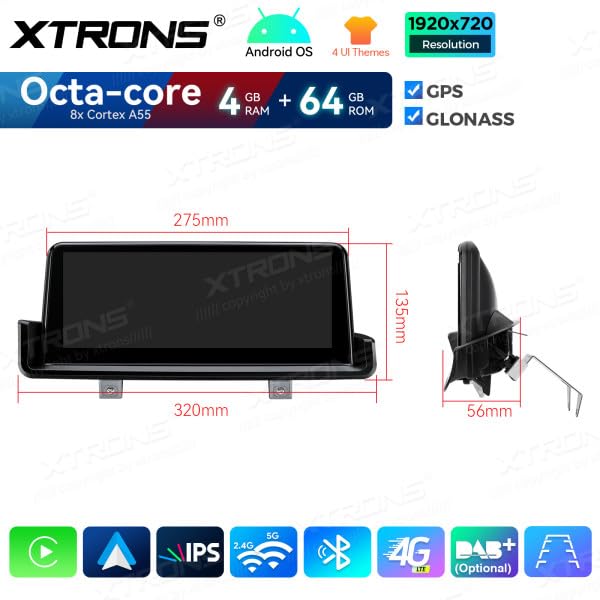 XTRONS QDB1090UNL AUTORADIO GPS do BMW E90 E91 E92 E93 Android 14 WIFI 4G Carplay 10,25"