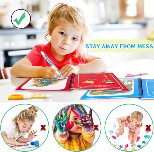 Image of GLUN 12 Piece Set Children's Cartoon Water Magic Painting Book with Magic Marker, Different Exploration Scenes