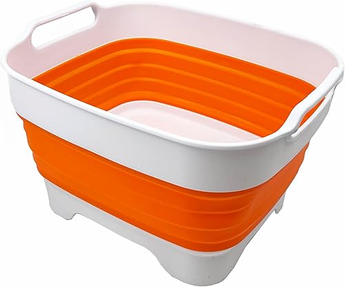 Miniatura 8 de SAMMART Sartén plegable de 7.5 L (2 galones) con tapón de drenaje, lavabo de lavado plegable, tina portátil para lavar platos, tina de
