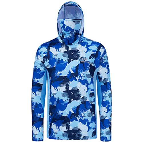 Image of BASSDASH Men's UPF 50+ Fishing Hiking Camo Hoodie Shirt with Face Mask Lightweight Neck Gaiter Long Sleeve