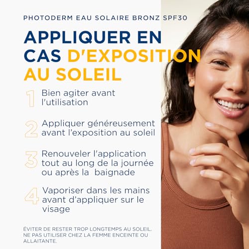 BIODERMA Photoderm Eau solaire Bronz SPF30 - Haute protection contre les UVA - Peaux sensibles - Stimule le bronzage naturel - Flacon pompe 200 ml