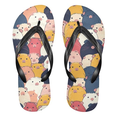 ALAZA Colorful Cute Childish Guinea Pig Flip Flops for Women Fashion Beach Slippers Comfort Mens Flip Flops Non-Slip Rubber Shower Slippers Sandal for Hotel Travel Sport,XS