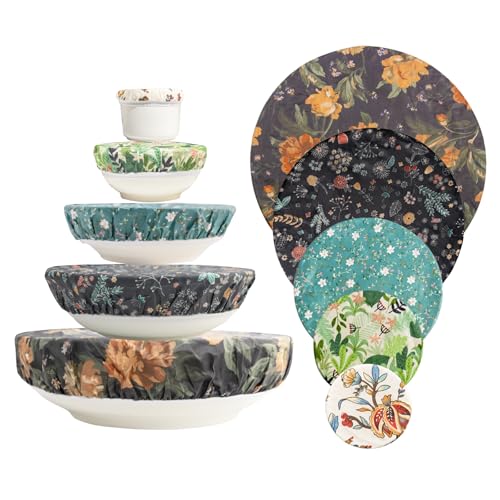 5 PCS Couvercle de Bol en Cire D'abeille Réutilisable Emballage Alimentaire en Cire D'abeille Tissu Elastique Couvercle de Stockage Alimentaire Elastique Couvercle de Bol à Pain en Coton