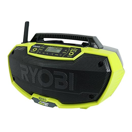 Ryobi P746 One+ 18-Volt Lithium Ion / AC Dual-Powered AM/FM Stereo System with USB and Bluetooth Technology (Battery, Charger, and Extension Cord Not Included / Radio Only)
