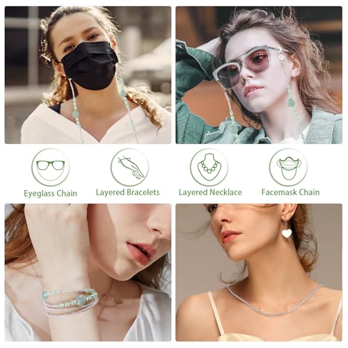 Image of BILIONE Heart Acrylic Beaded Eyeglass Chains for Women and Men, Eye Glasses Strap Around Neck