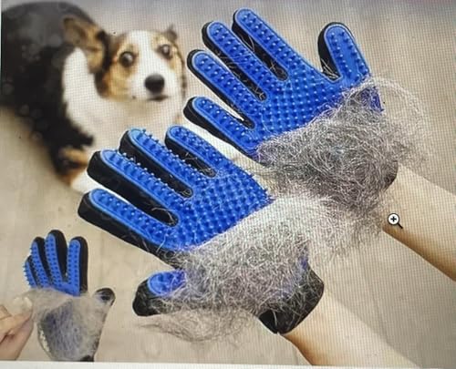 2-in-1 Pet Grooming Gloves & Deshedding Tool for Dogs & Cats – Gentle Undercoat Rake, Reduces Shedding, Tangles & Mats – Ideal for Long & Short Hair Breeds