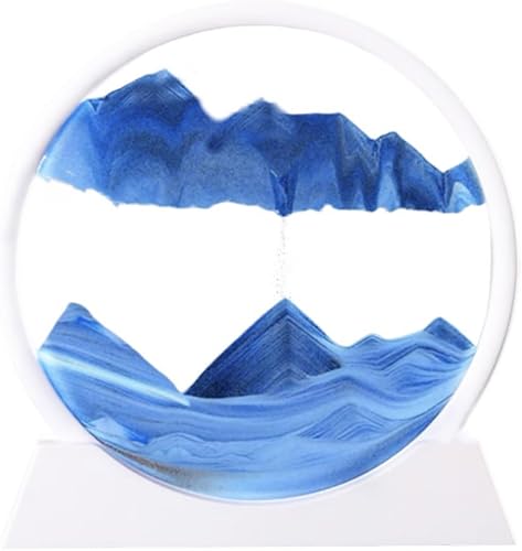 Miniatura 30 de Arthink Imagen artística de arena en movimiento redonda de vidrio 3D de paisaje de mar profundo, paisajes de arena dinámicos, decoración de mesa