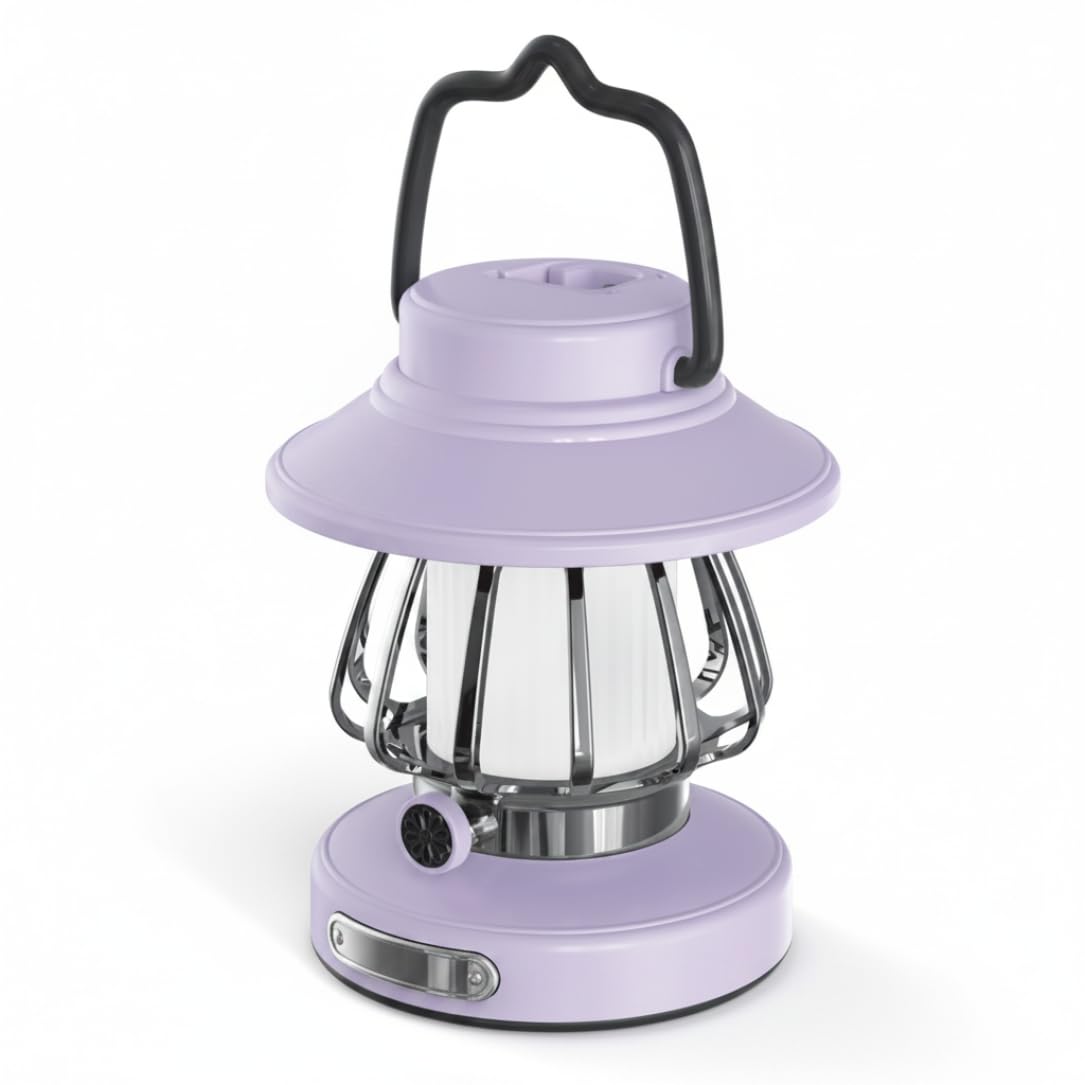 Perodlly Kids Lantern, Kids Camping Lantern, Retro Snail Rechargeable Portable Night Light With Adjustable Brightness, Purple For Indoor & Outdoor Adventures..