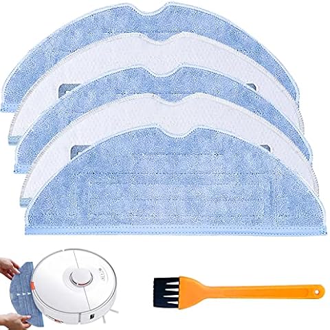 Pack of 5 Mop Cloths for Xiaomi Roborock S7 S7Plus T7 T7plus T7SPlus Vacuum Cleaner Accessories Microfibre Mop with Brush Reusable & Washable Cover