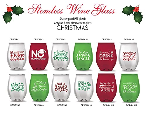 Pen Kit Mall PKM - Stemless Wine Glasses - Set of 12 - NOVELTY FUNNY SAYINGS - CAMPING -CHRISTMAS - NEW YEARS HALLOWEEN (Not Glass) (CHRISTMAS THEMED) by Pen Kit Mall - Image 8