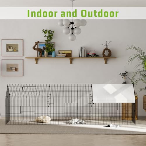 NUGRIART Metal Chicken Coop 130"×40"×40" Chicken Run with Waterproof Cover Portable Poultry Cage Walk in Hen House Outdoor Backyard Farm Animal Enclosure Crate Pet Playpen Exercise Pen for Rabbit Duck - Thumbnail 7