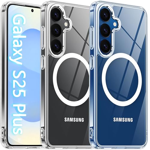 Image of Oterkin Magnetic for Samsung Galaxy S25 Plus Case Clear [Compatible with MagSafe][Anti-Yellowing][Built-in 4 Airbags][Military Grade Protection][Shockproof Slim] S25 Plus Phone Case (Clear)