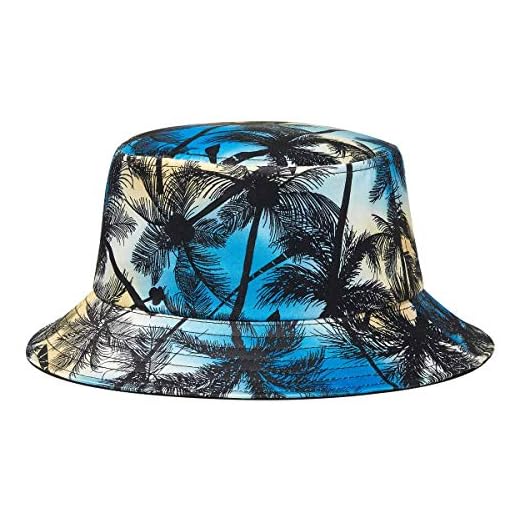 Quanhaigou Unisex Sun Hats, Cotton Beach Bucket Hat for Men Women,Summer Outdoor Boy's Girls Boonie Cap Breathable Packable (Palm Tree)