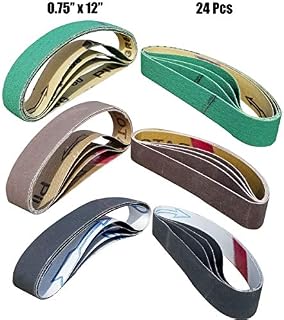 24 Pcs Knife Sharpener Sanding Belts, 3/4" x 12" Replacement Belt Kit