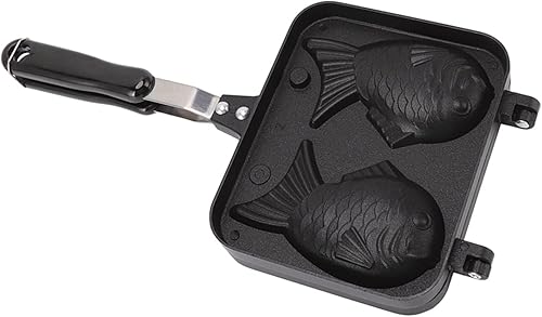 Miniatura 8 de RvSky Taiyaki - Molde antiadherente de doble cara con forma de pescado para hacer gofres de cocina de llama abierta