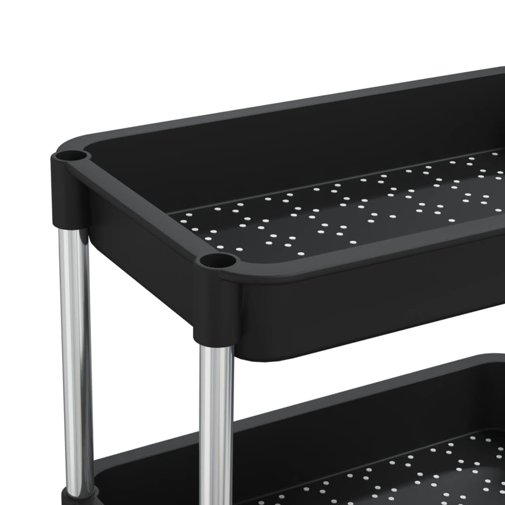 vidaXL Carrito de Cocina Carro de Servicio Doméstico Niños Garaje Estantes Almacenamiento Alimentos Bebidas 5 Niveles Hierro y ABS Negro 42x29x128 cm