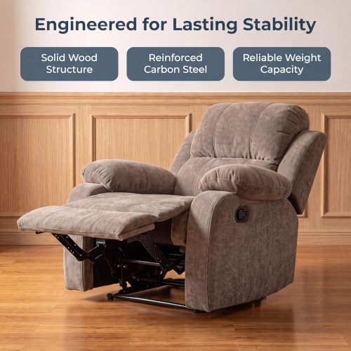 Image of Manual Single Lounge Recliner Chair with Adjustable Backrest, Khaki