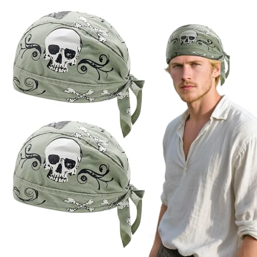SAIIURV 2 Piezas Bandana para Hombre y Mujer, Sombreros Correr, Pañuelo para La Cabeza, para Motero, Transpirable, de Secado Rápido, Pañuelo Piratas para Correr, Senderismo, Escalada, Ciclismo (Gris)