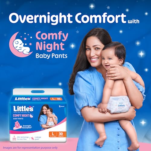 Image of Little's Baby Diapers L Size (Large) Pants Style | 9-14 kg | 30 Count | Comfy Nights Baby Diaper Pants with Leakage Guard & Upto 12 Hours Absorption (30 Count, Pack of 1)