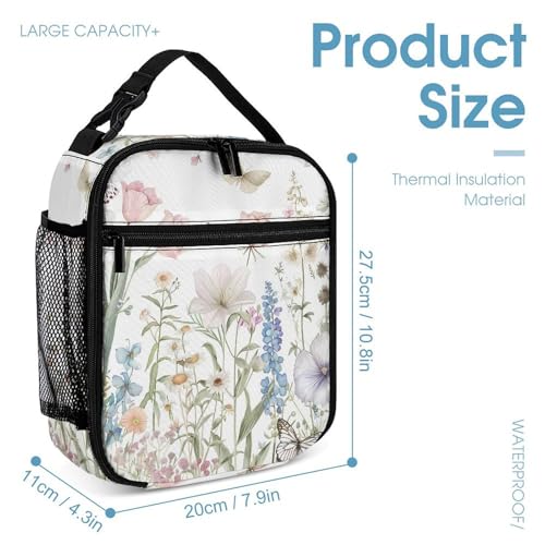 Bluebonnets Phalaenopsis Butterflies Insect Backpack Shoulder Bags Lunch Bag Pencil Case Box 3 Set Daypack Cute4