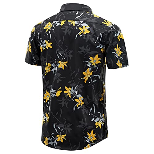 Grtxin Men'S Hawaiian Shirts Short Sleeve Button Down Floral T-Shirt Casual Summer Beach Shirts thumb #2